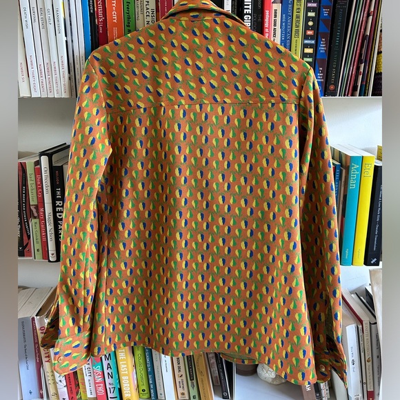Vintage “Zorba” brand pear print button-up top with pointy collar - Picture 2 of 5